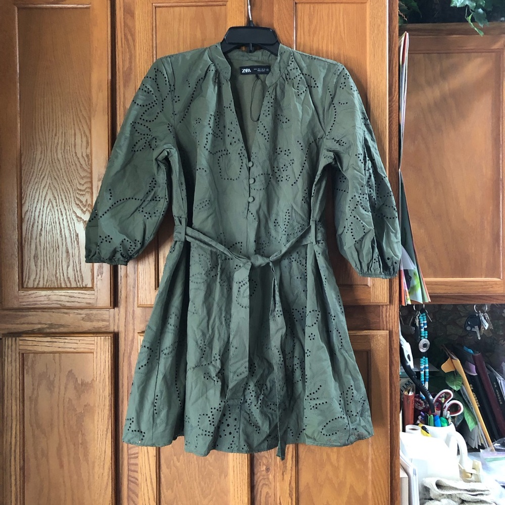 Zara Green Eyelet Dress
